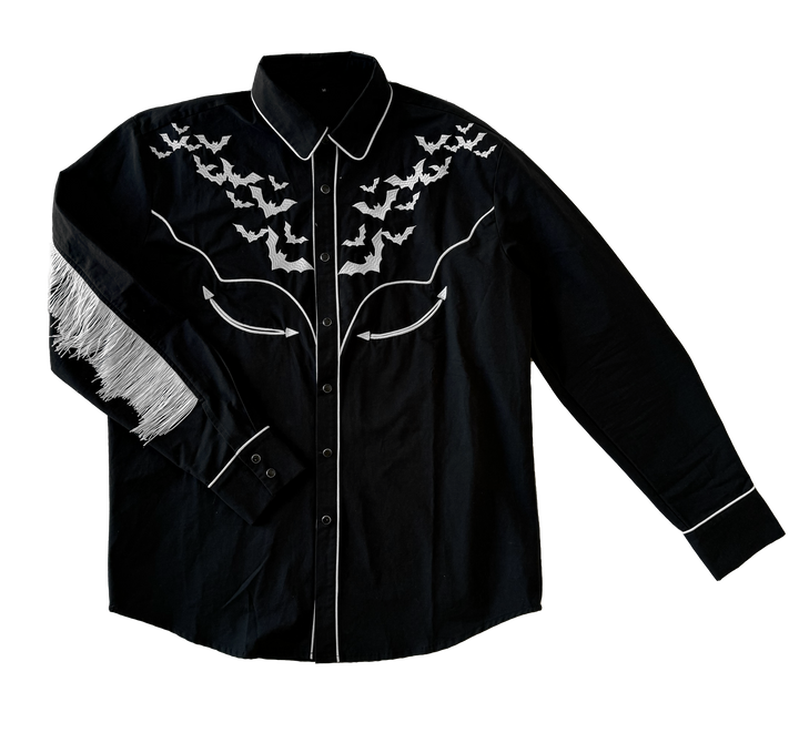 Bat Embroidered Western Tassel Shirt – WesternEvil