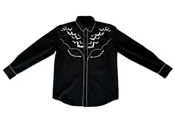 Bat Embroidered Western Tassel Shirt