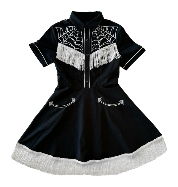 *Pre-Order* Spider Web Embroidered Western Tassel Dress