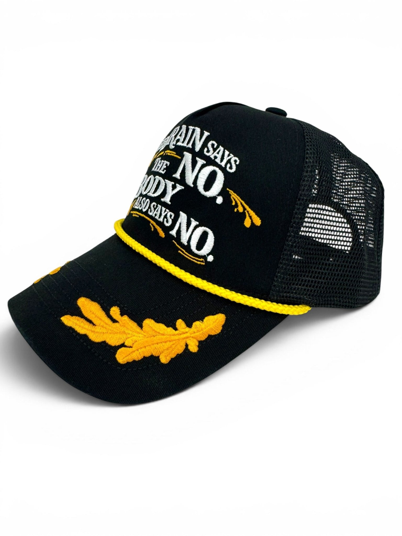 The Brain Says No Mesh Captain Style Hat | Punk Snapback – Western